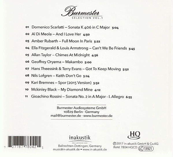 CD-диск Inakustik - Burmester Selection Vol. 1 CD - рис.2