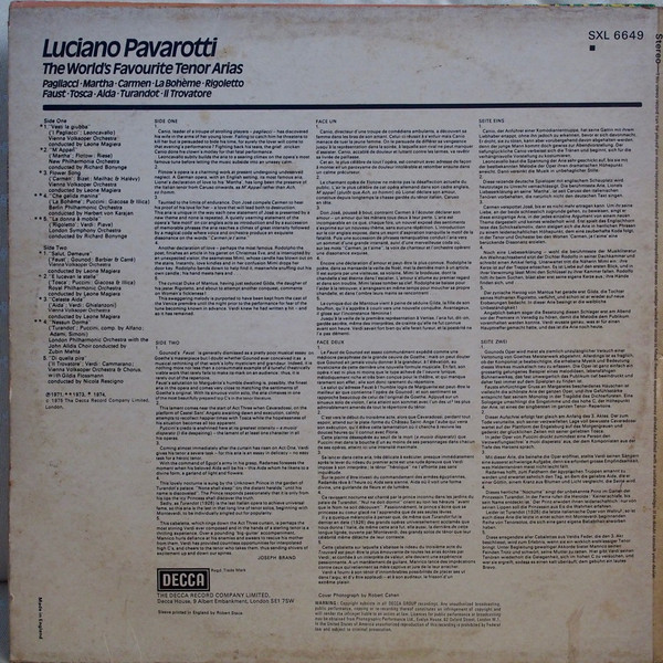 Виниловая пластинка Luciano Pavarotti – The World's Favourite Tenor Arias - LP - рис.1