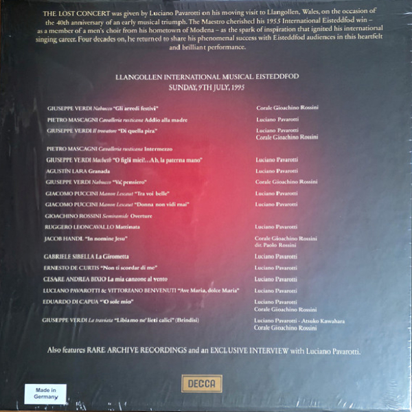 Бокс-сет Luciano Pavarotti – The Lost Concert - Live At Llangollen 1995 (Box-set) - 2LP - рис.2