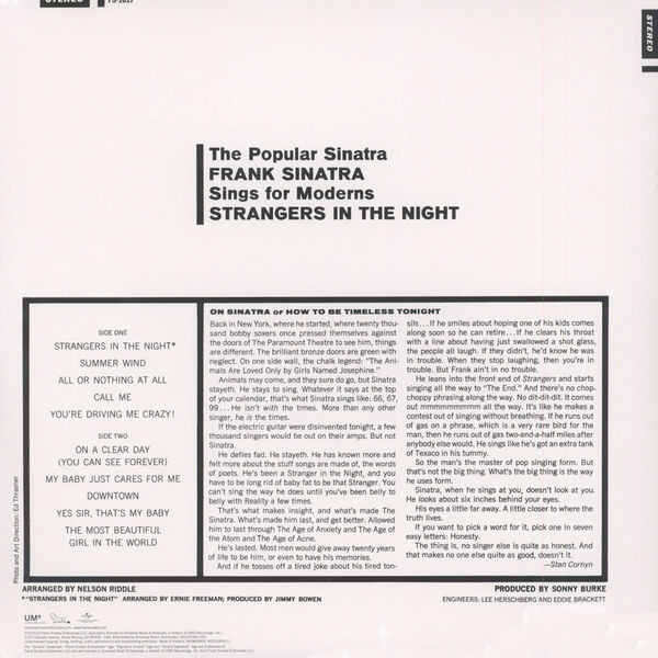 Виниловая пластинка Frank Sinatra - Strangers In The Night - рис.1