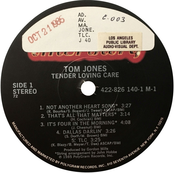 Виниловая пластинка Tom Jones - Tender Loving Care - рис.2