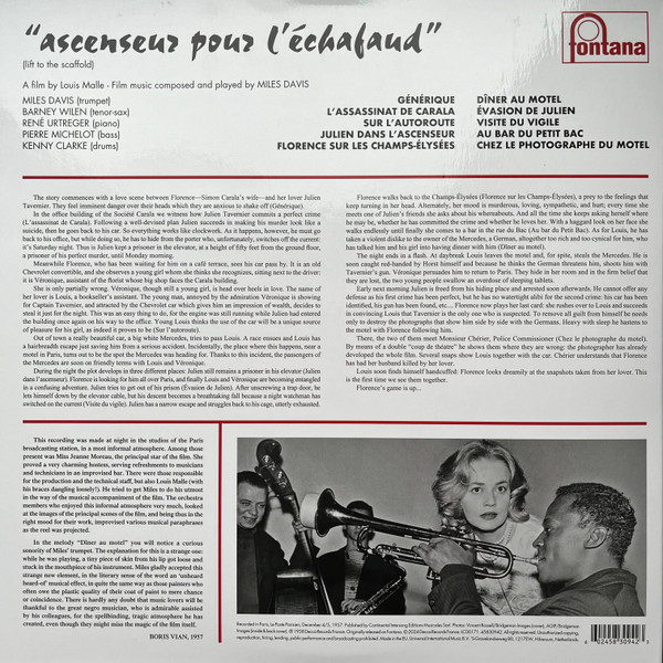 Виниловая пластинка Miles Davis – Ascenseur Pour L'echafaud - LP - рис.1