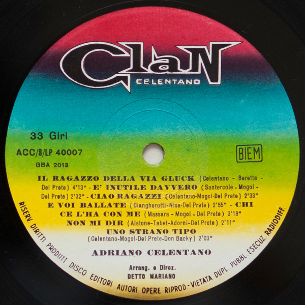 Виниловая пластинка Adriano Celentano – Il Ragazzo Della Via Gluck - Clan Celentano LP - рис.2