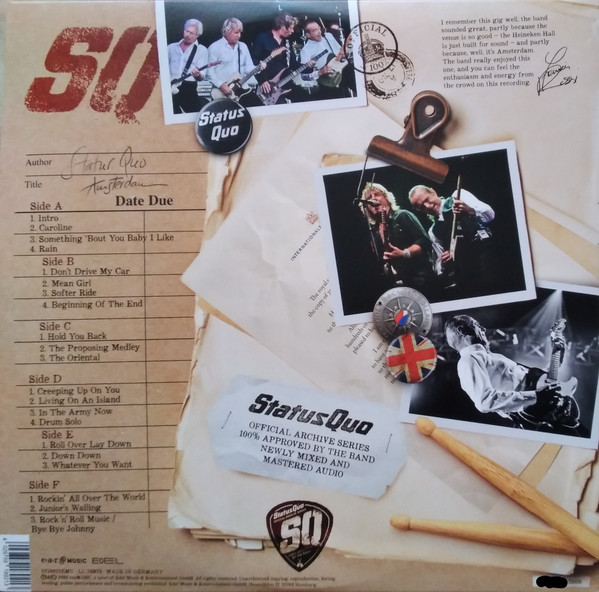 Виниловая пластинка Status Quo – Official Archive Series Vol. 1 - Live In Amsterdam 3LP - рис.1