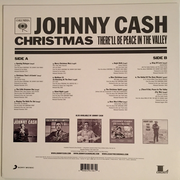 Виниловая пластинка Johnny Cash - Christmas - There'll Be Peace In The Valley - рис.1