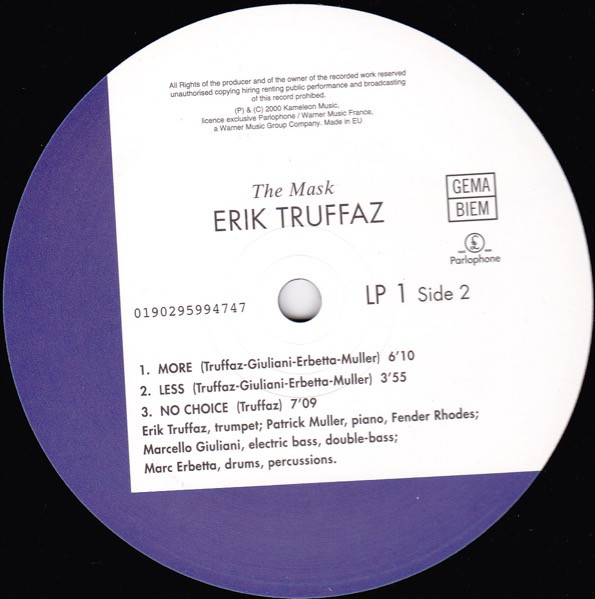 Виниловая пластинка Erik Truffaz; Patrick Muller; Marcello Giuliani; Marc Erbetta - The Mask - рис.3