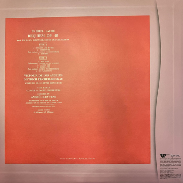 Виниловая пластинка Andre Cluytens - Faure - Requiem, Op.48 LP - рис.1