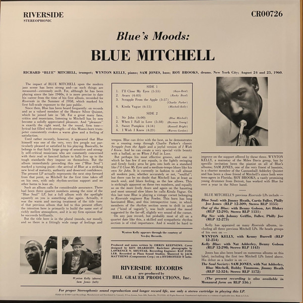 Виниловая пластинка Blue Mitchell – Blue's Moods (Analogue, Original Jazz Classics) LP - рис.1