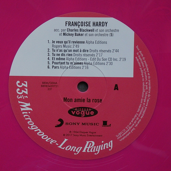 Виниловая пластинка Fran?oise Hardy - Mon Amie La Rose - рис.3