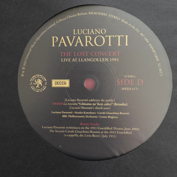 Бокс-сет Luciano Pavarotti – The Lost Concert - Live At Llangollen 1995 (Box-set) - 2LP - рис.10