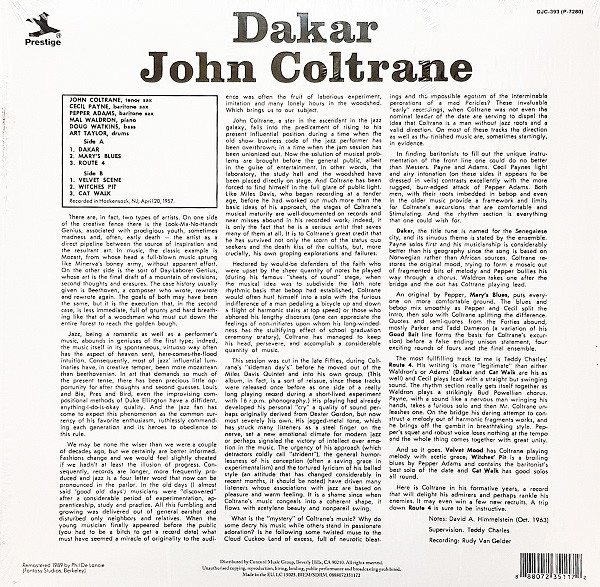 Виниловая пластинка John Coltrane - Dakar - рис.1