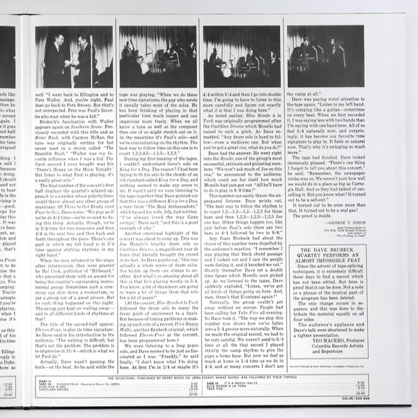 Виниловая пластинка The Dave Brubeck Quartet - At Carnegie Hall (Analogue) - 2LP - рис.2