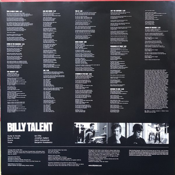 Виниловая пластинка Billy Talent - Billy Talent - рис.3