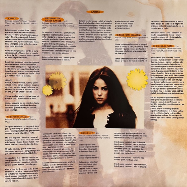 Виниловая пластинка Shakira – Pies Descalzos (30th Anniversary) (Vibrant Yellow W/ Red Swirl Marble) LP - рис.8