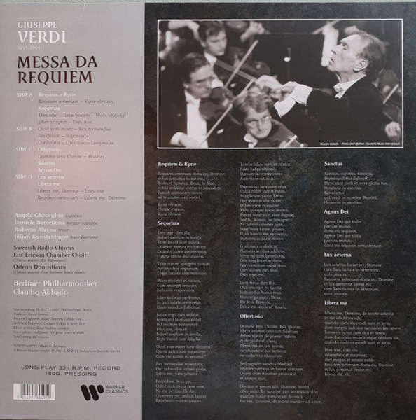 Виниловая пластинка Giuseppe Verdi, Claudio Abbado, Berliner Philharmoniker – Messa da Requiem 2LP - рис.1