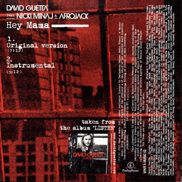 CD-диск David Guetta Feat. Nicki Minaj & Afrojack ‎– Hey Mama - рис.1