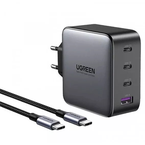 Сетевое зарядное устройство Ugreen CD226 (90575) USB-A + 3USB-C 100W Grey - рис.0