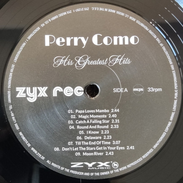 Виниловая пластинка Perry Como - His Greatest Hits LP - рис.2