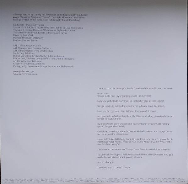 Виниловая пластинка Jon Batiste – Beethoven Blues - Batiste Piano Series, Vol. 1 LP - рис.4