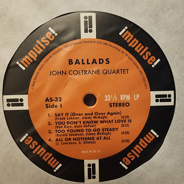 Виниловая пластинка John Coltrane Quartet – Ballads LP - рис.5