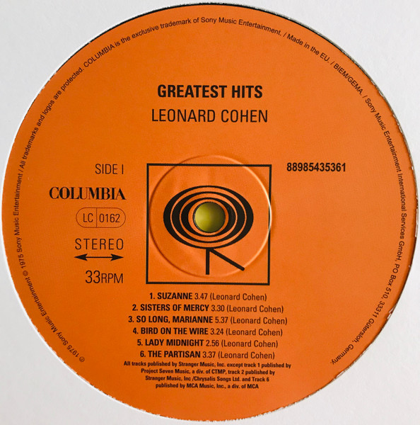 Виниловая пластинка Leonard Cohen Greatest Hits LP - рис.2