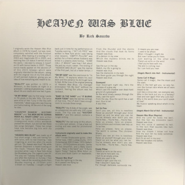 Виниловая пластинка Rick Saucedo - Heaven Was Blue - 2LP - рис.7