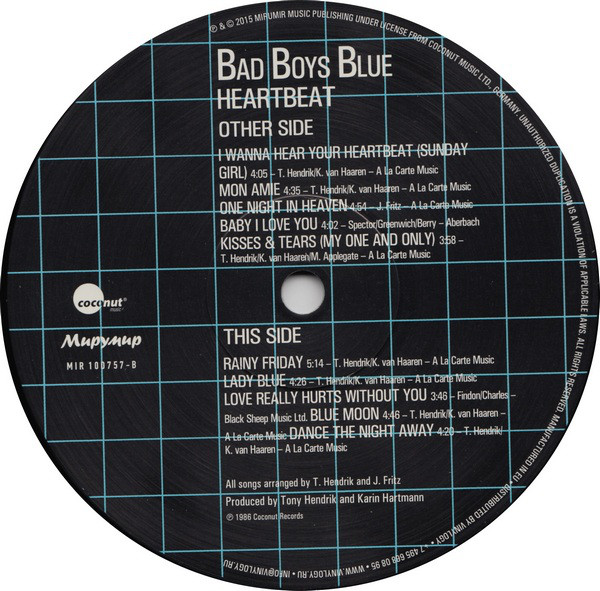 Виниловая пластинка Bad Boys Blue - Heart Beat - рис.3