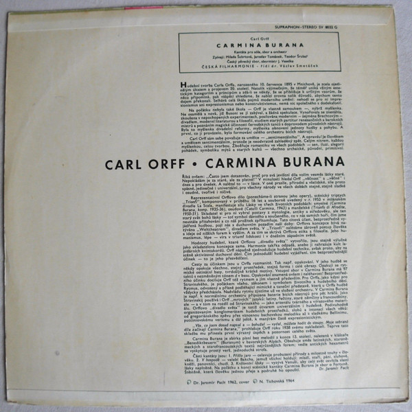Виниловая пластинка Carl Orff - Carmina Burana LP - рис.2