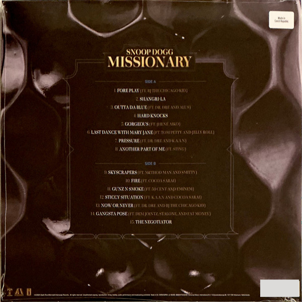 Виниловая пластинка Snoop Dogg - Missionary (Onyx) LP - рис.2