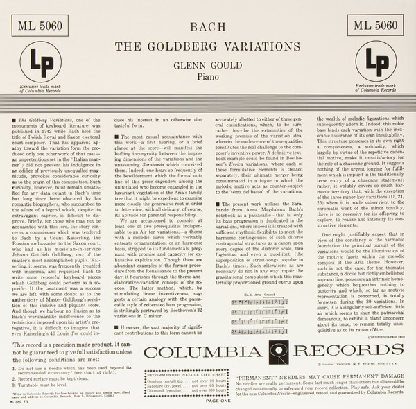 Виниловая пластинка Bach; Glenn Gould - The Goldberg Variations 1955 Recording LP - рис.2