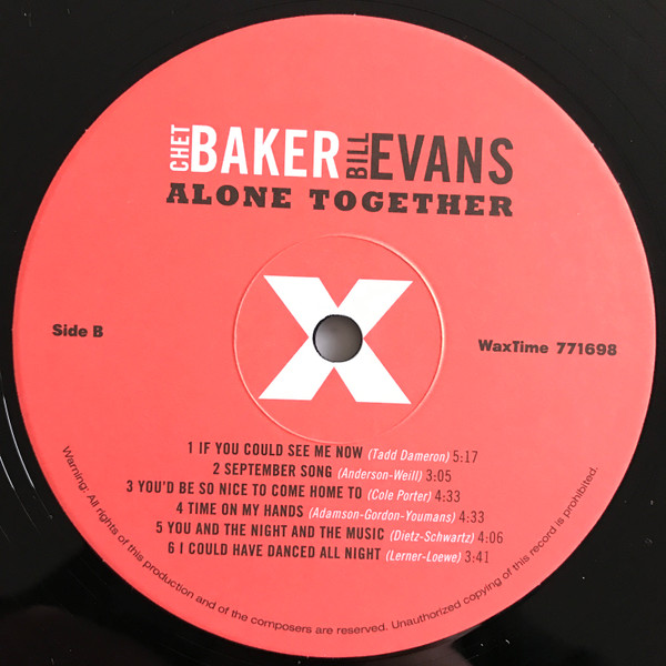 Виниловая пластинка Chet Baker & Bill Evans – Alone Together LP - рис.3