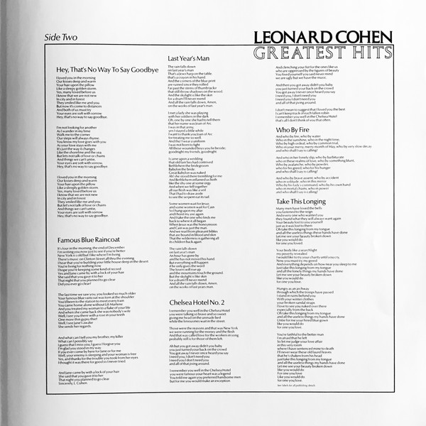 Виниловая пластинка Leonard Cohen Greatest Hits LP - рис.6