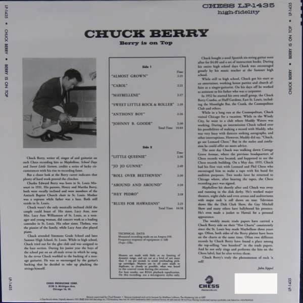 Виниловая пластинка Chuck Berry - Berry Is On Top (Analogue) LP - рис.4