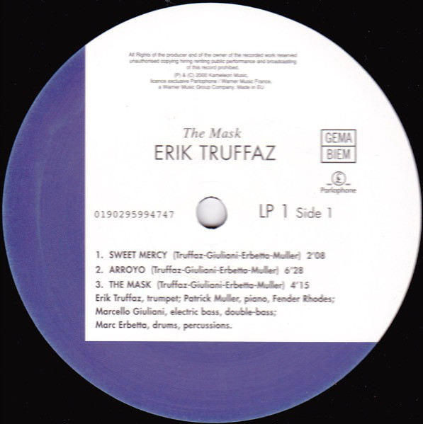 Виниловая пластинка Erik Truffaz; Patrick Muller; Marcello Giuliani; Marc Erbetta - The Mask - рис.2