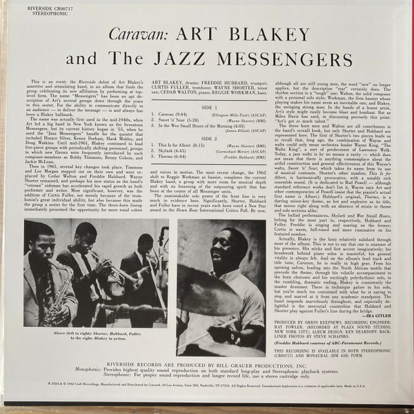 Виниловая пластинка Art Blakey & The Jazz Messengers – Caravan (Original Jazz Classics) LP - рис.1