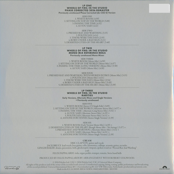 Виниловая пластинка Cream - Wheels Of Fire: In The Studio - 3LP - рис.2