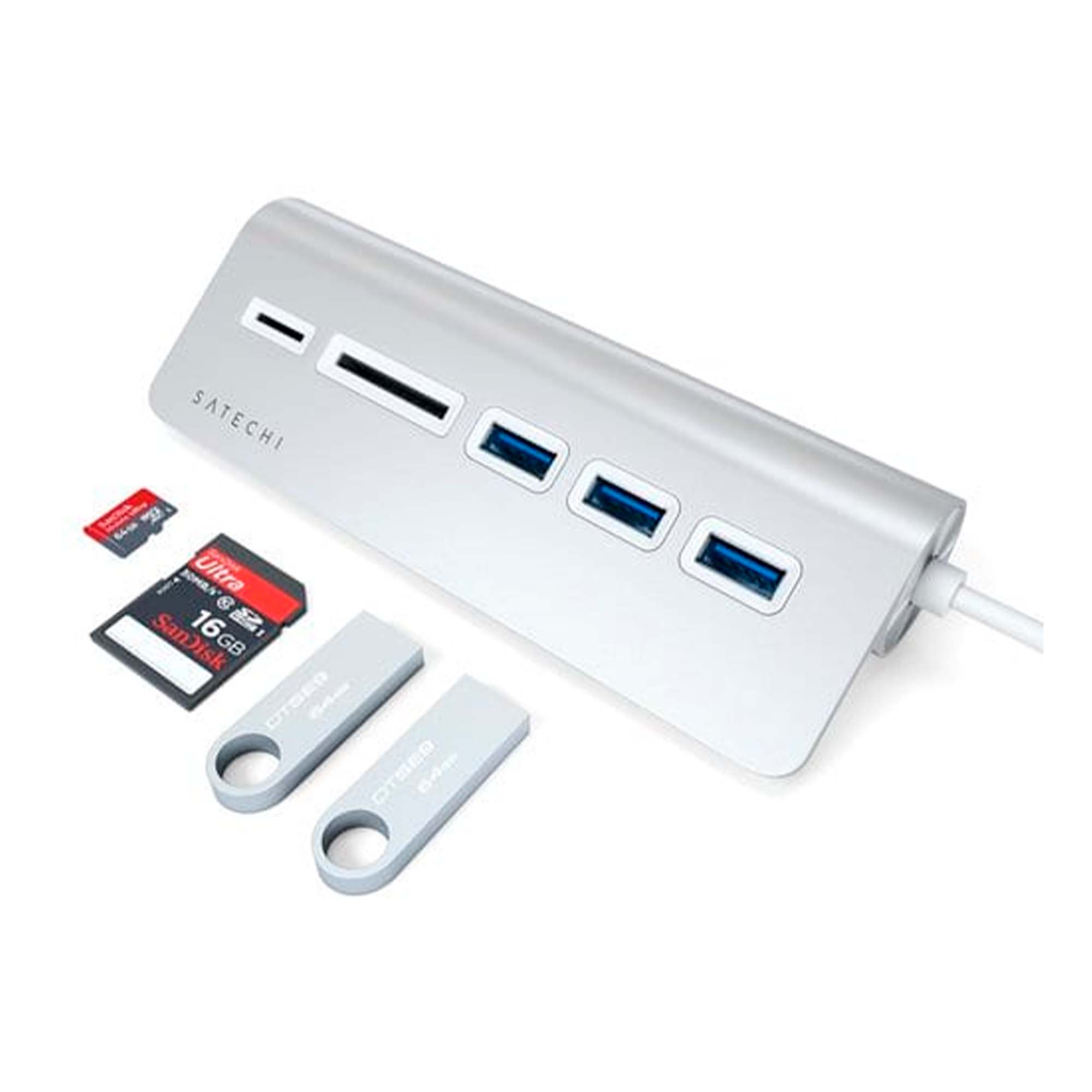 USB HUB Satechi Type-C USB Hub & Micro/SD Card Reader Silver Type-C USB Hub & Micro/SD Card Reader Silver - фото 4