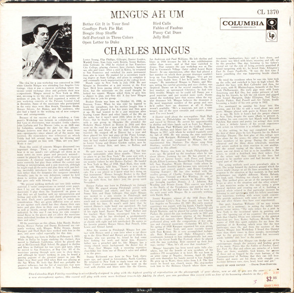 Виниловая пластинка CHARLES MINGUS MINGUS AH UM LP - рис.1