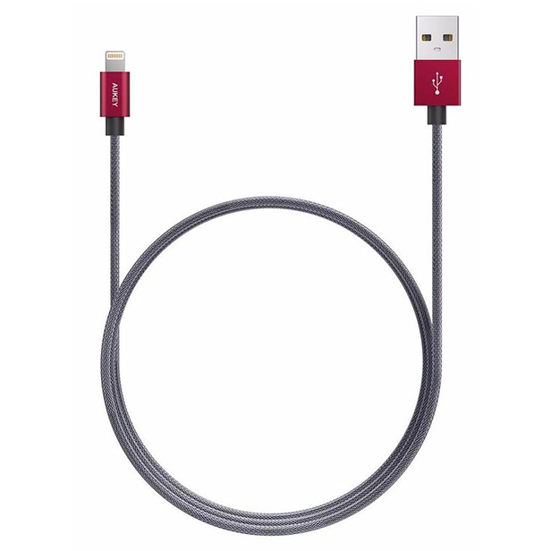 Кабель Aukey USB to Lightning Textile Cable 1.0m Red - рис.0