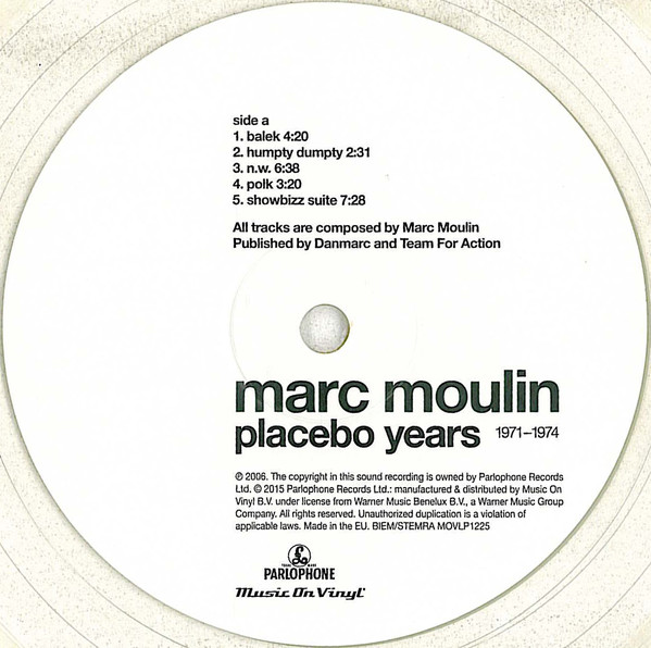 Виниловая пластинка Marc Moulin - Placebo Years - рис.3
