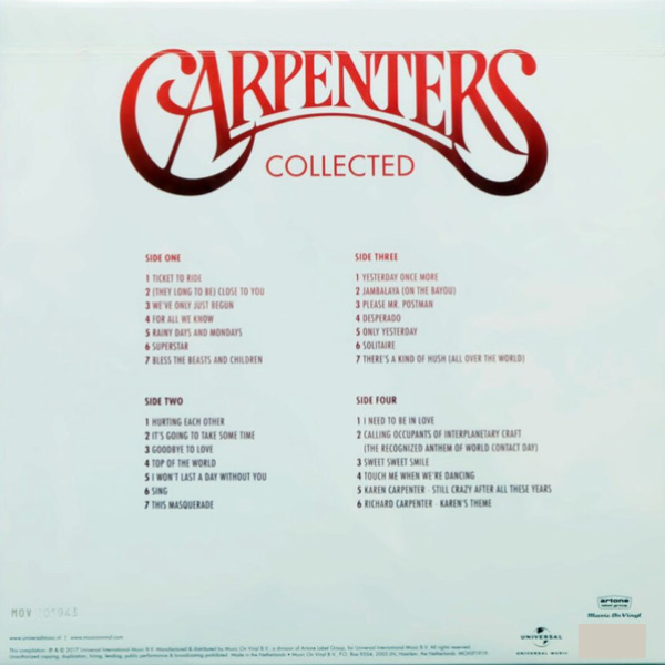 Виниловая пластинка Carpenters - The Collected (coloured) - 2LP - рис.9
