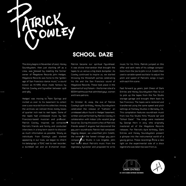 Виниловая пластинка Patrick Cowley - School Daze - 2LP - рис.1