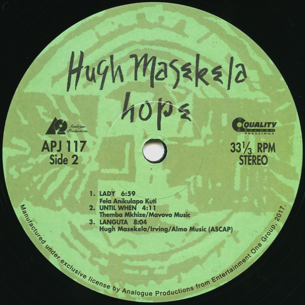 Виниловая пластинка Hugh Masekela - Hope - 2LP - рис.3