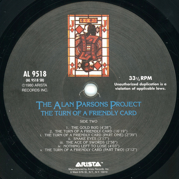 Виниловая пластинка The Alan Parsons Project - The Turn Of A Friendly Card - рис.2
