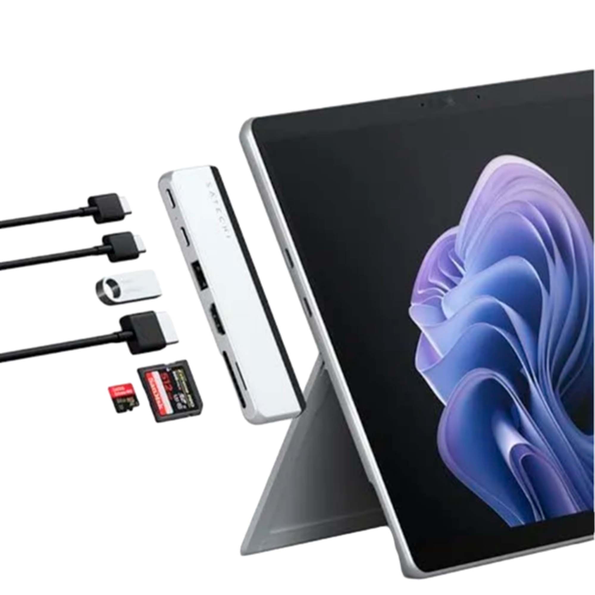USB HUB Satechi Dual USB-C Hub For Surface Pro 9 Silver - фото 5