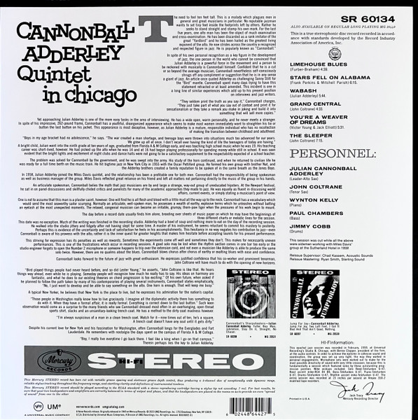Виниловая пластинка Adderley Quintet – Cannonball Adderley Quintet in Chicago LP - рис.1