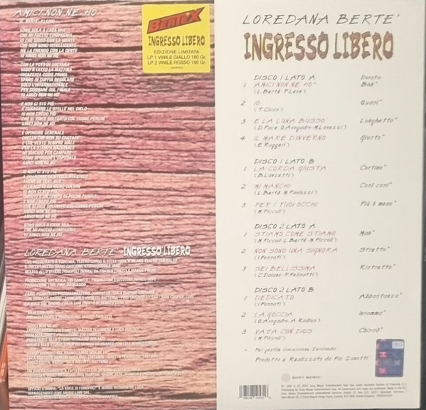 Виниловая пластинка Loredana Berte – Ingresso Libero (yellow-red) 2LP - рис.1