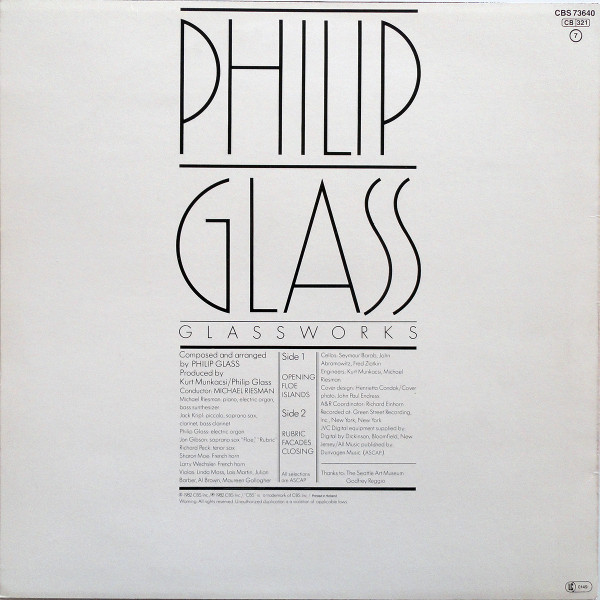 Виниловая пластинка Philip Glass – Glassworks LP - рис.1