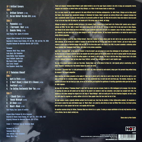 Виниловая пластинка THELONIOUS MONK BRILLIANT CORNERS LP - рис.1