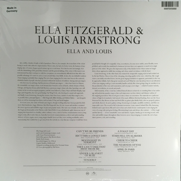 Виниловая пластинка Ella Fitzgerald & Louis Armstrong – Ella And Louis LP - рис.4
